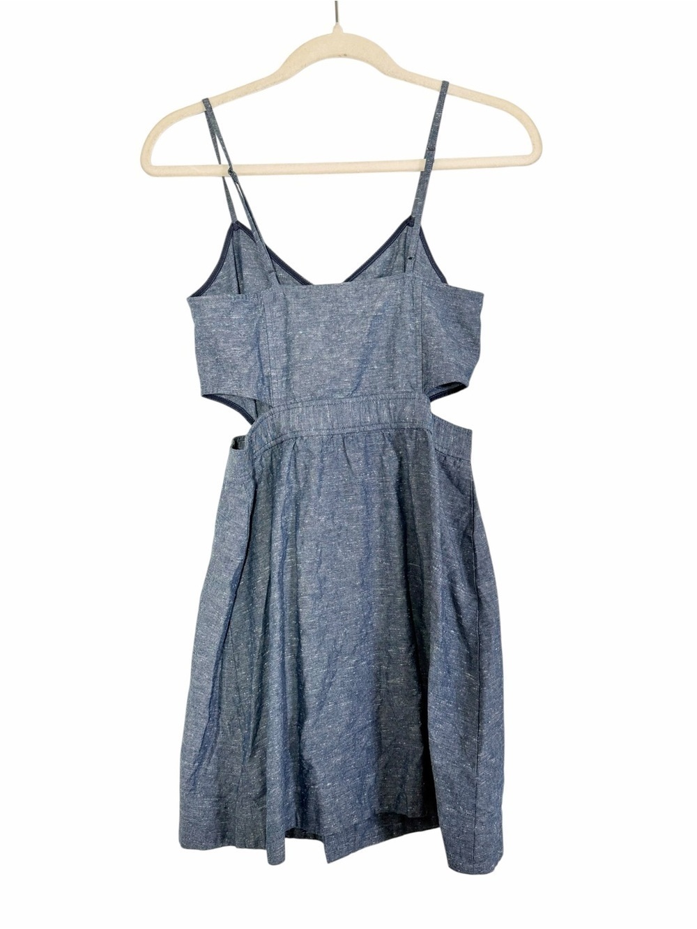 Madewell Blue Chambray Cutout Cami Mini Dress 100% Cotton Sz 2 - Picture 6 of 12